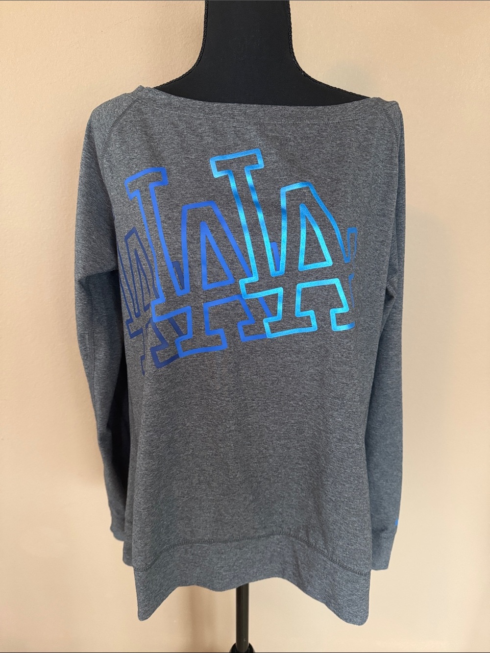 Nike Dri-FIT Gray Athletic Tee with MLB Dodgers Genuine Merchandise Logo XL